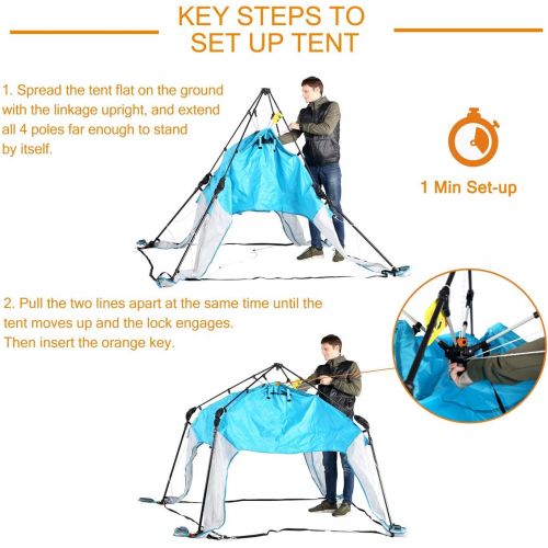  Mobihome Beach Canopy Beach Shelter Shade Tent 8.2 X 8.2 Instant Portable Pop Up Sun Shelter, Easy Set Up and Take Down, with Sun Protection and One Shade Wall Included; Blue