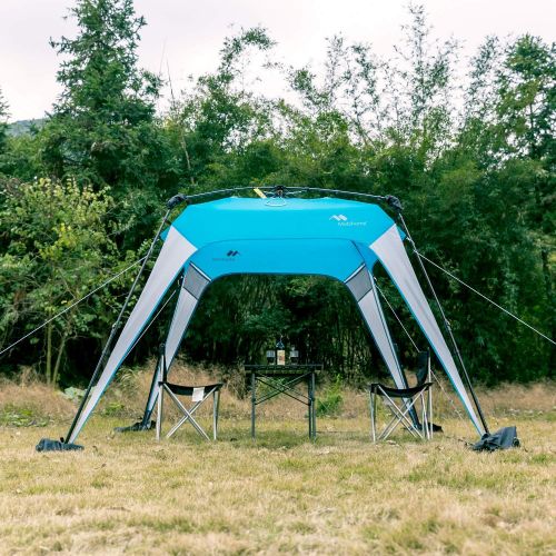 Mobihome Beach Canopy Beach Shelter Shade Tent 8.2 X 8.2 Instant Portable Pop Up Sun Shelter, Easy Set Up and Take Down, with Sun Protection and One Shade Wall Included; Blue