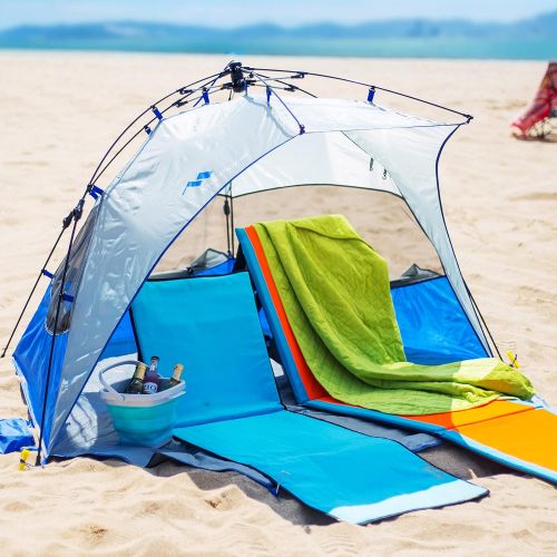  Mobihome Beach Tent Sun Shelter Pop Up, Sand & Surf Beach Shade Tents Umbrella & Portable Canopy Easy Setup for 2-3 Person Outdoor Camping Fishing - with Extended Porch