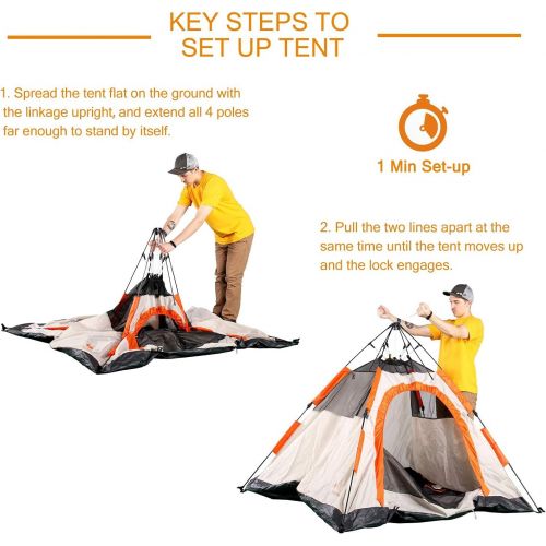  Mobihome 3 Person Tents for Camping, Instant Backpacking Quick Tent Easy Set Up, Portable 2 Person Dome Tent for Hiking & Mountain Outdoor, with Rainfly and Ventilated Top Mesh - 7