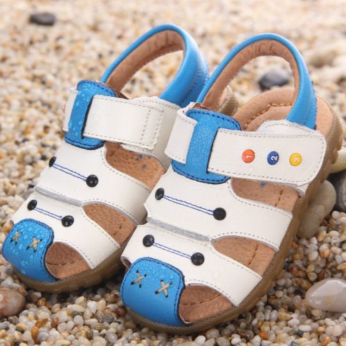  Mobnau Kids Toddler Hiking Leather Closed Toe Sandals for Boys