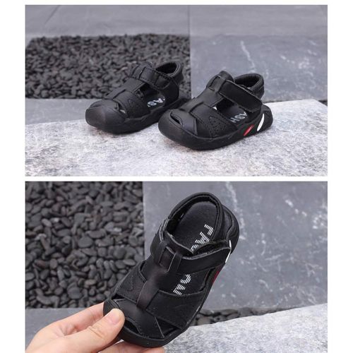  Mobnau Leather Skidproof Closed Toe Toddler Sandals for Boys