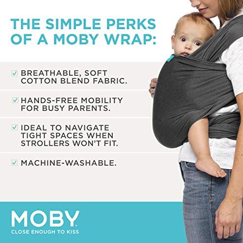  [아마존베스트]MOBY Moby Evolution Baby Wrap Carrier (Charcoal) - Toddler, Infant, and Newborn Wrap Carrier - Wrap Baby Carrier Ideal for Parents On The Go - Ergonomic Baby Wrap for Mom Or Dad - A Reg