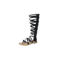 Moca Womans Multi Strap Faux Leather Knee High Zip Up Sandals