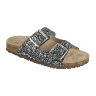 Moca Womans Glitter Dual Buckle Cork Sandals