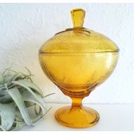 /MochaGirlMarketplace Vintage Amber MCM Glass Candy Dish