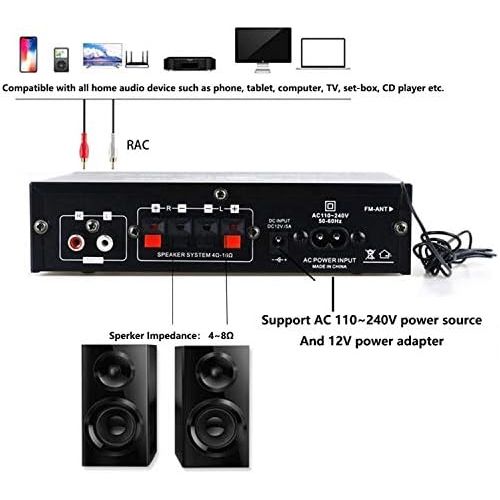  Mochatopia Mini Amplifier Bluetooth V5.0 Audio Stereo Music 2.0 Channel HiFi Power Amplifier Built in Power Supply FM TF/USB Receiver for PC Cell Phone TV