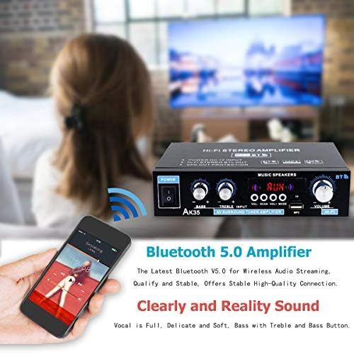  Mochatopia Mini Amplifier Bluetooth V5.0 Audio Stereo Music 2.0 Channel HiFi Power Amplifier Built in Power Supply FM TF/USB Receiver for PC Cell Phone TV
