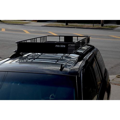  Mockins Roof Rack Rooftop Cargo Carrier with Cargo Bag and Bungee Net | The Steel Luggage Rack is 64 Long X 39 Wide X 6 Tall with A Hauling Weight of 200 Lbs & can be Reduced to 43