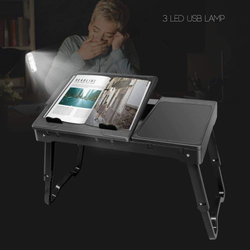  [아마존 핫딜] [아마존핫딜]Laptop Table for Bed-Moclever Multi-Functional Laptop Bed Tray with 2 Independent Laptop Stands-Foldable Adjustable to 2 Different Heights-Internal Cooling Fan for Laptop Desk-LED