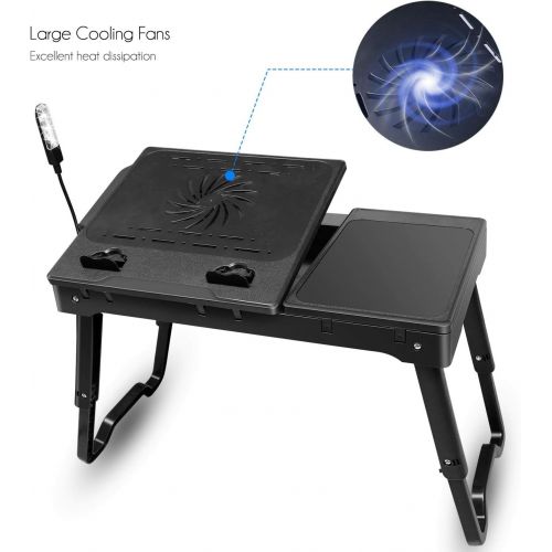  [아마존 핫딜] [아마존핫딜]Laptop Table for Bed-Moclever Multi-Functional Laptop Bed Tray with 2 Independent Laptop Stands-Foldable Adjustable to 2 Different Heights-Internal Cooling Fan for Laptop Desk-LED