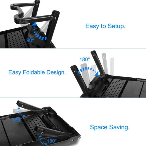  [아마존베스트]Moclever Laptop Table for Bed-Multi-Functional Laptop Bed Table Tray with Internal Cooling Fan & 2 Independent Laptop Stands-Foldable & 3 Different Height Laptop Desk-LED Lamp-4 Po