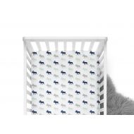 ModFox Fitted Crib Sheet Moose Northern Lights - Navy Crib Sheet - Moose Crib Sheet - Mint Crib Sheet - Navy Baby Bedding - Woodland Crib Sheet