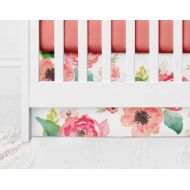 ModFox Floral Dreams Straight Crib Skirt - Floral Crib Bedding - Baby Bedding - Crib Skirt - Bed Skirt - Floral Crib Skirt - Girl Crib Skirt