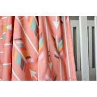 ModFox Crib Blanket Rainbow Arrows on Coral - Arrow Crib Blanket- Coral Baby Blanket - Baby Blanket- Minky Blanket- Arrow Baby Bedding-Crib Bedding