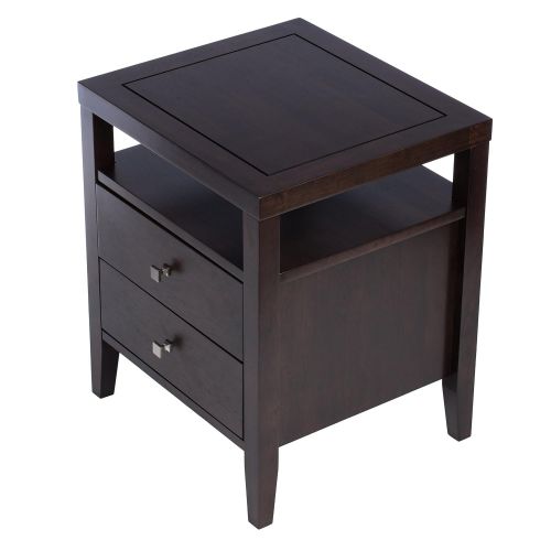  ModHaus Living Modern Wood 2 Drawer Nightstand with Open Shelf in Brown Finish - Includes Modhaus Living Pen