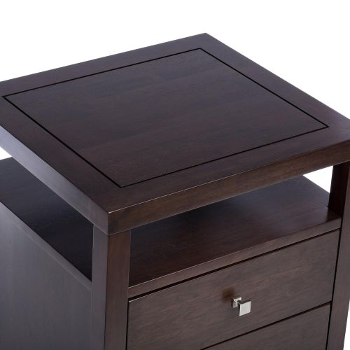  ModHaus Living Modern Wood 2 Drawer Nightstand with Open Shelf in Brown Finish - Includes Modhaus Living Pen