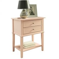 ModHaus Living Contemporary Wood Accent Side Table with 2 Drawers and Lower Open Shelf - Includes Modhaus Living Pen (Pink)