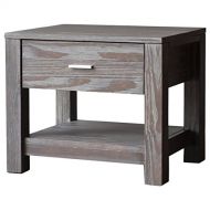 ModHaus Living Industrial Rustic Pine Wood 1 Drawer Nightstand with Lower Shelf - Includes Modhaus Living Pen (Weathered)