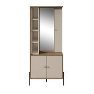 ModHaus Living Mid Century Modern Off White Gloss Doors Vanity Closet with 9 Shelves - Includes Pen (Off White)