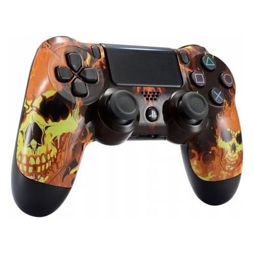  ModdedZone Fire Skulls PS4 PRO Rapid Fire Custom Modded Controller 40 Mods for All Major Shooter Games, Fortnite, Auto Aim, Quick Scope Sniper Breath and More (CUH-ZCT2U)