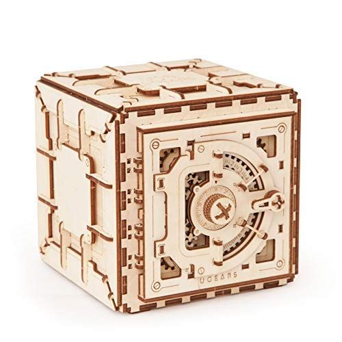  Model Ugears Mechanical 3D Safe, Valentines Gifts, Adult Puzzle, Wooden Brain Teaser, Kids And Teens IQ Game