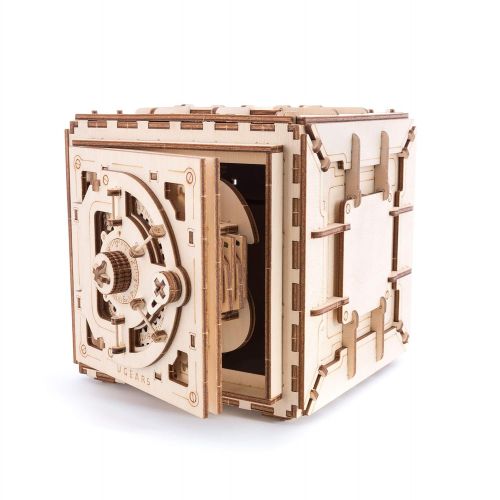  Model Ugears Mechanical 3D Safe, Valentines Gifts, Adult Puzzle, Wooden Brain Teaser, Kids And Teens IQ Game
