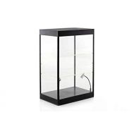 ModelToyCars Large LED Lighted Display Case 2 Adjustable Shelves, Black 9927MBK - Display Case Diecast Cars