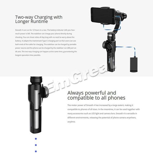  Modenny 4 3-Axis Handheld Smartphone Gimbal Stabilizer for XS XR X 8Plus 8 7Plus 7 Samsung S9 S8 S7 & Action Camera