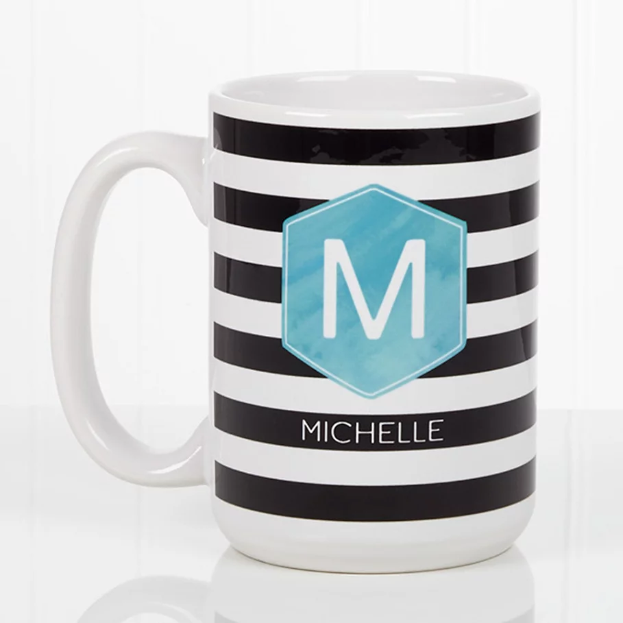  Modern Stripe 15 oz. Coffee Mug in White