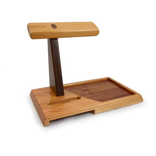  Modern Artisans American Cherry Wood Valet Tray with Headphone Stand and Acoustic Phone Amplifier