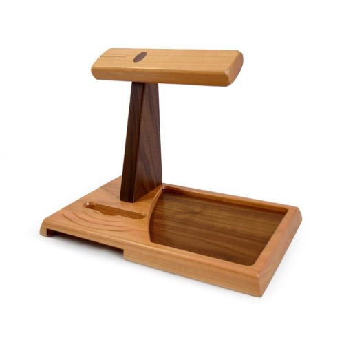  Modern Artisans American Cherry Wood Valet Tray with Headphone Stand and Acoustic Phone Amplifier