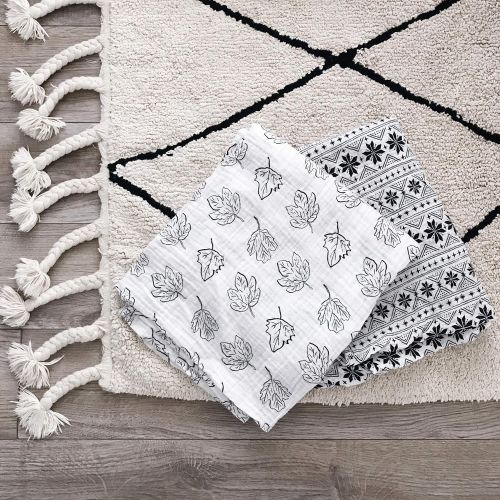  Modern Burlap Organic Cotton Muslin Swaddle Blanket - Fall Leaves