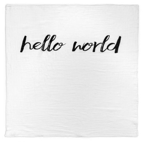  Modern Burlap Organic Cotton Muslin Swaddle Blanket - Hello World