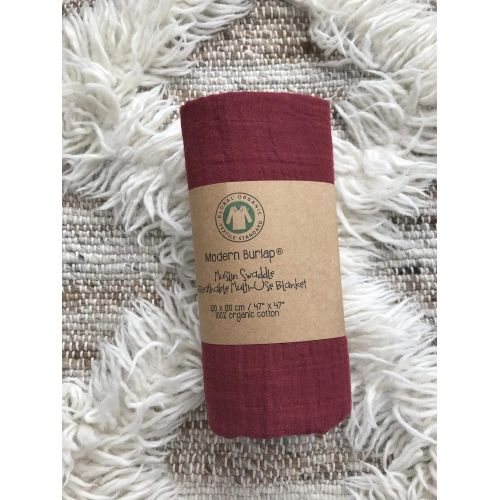  Modern Burlap Organic Cotton Organic Cotton Muslin Swaddle - Maroon