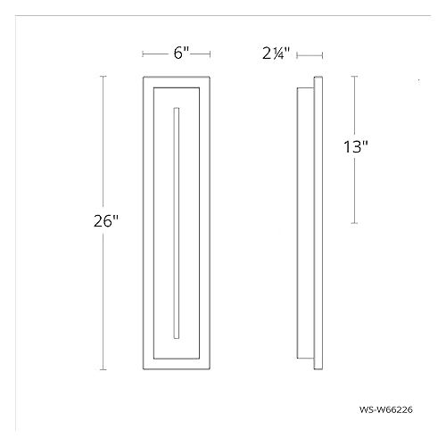  Modern Forms Midnight 26in LED Indoor or Outdoor Wall Light 3-CCT Color Temperature Adjustable 3000K-3500K-4000K Set to 3000K in Black