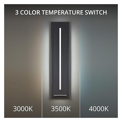  Modern Forms Midnight 26in LED Indoor or Outdoor Wall Light 3-CCT Color Temperature Adjustable 3000K-3500K-4000K Set to 3000K in Black