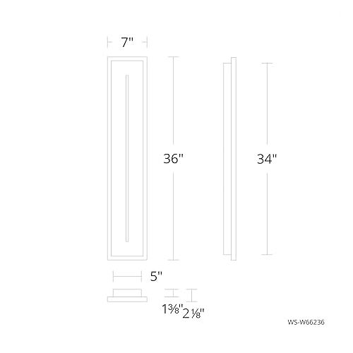  Modern Forms Midnight 36in LED Indoor or Outdoor Wall Light 3-CCT Color Temperature Adjustable 3000K-3500K-4000K Set to 4000K in Black