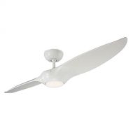 Modern Forms FR-W1812-60L-GW Morpheus II 60 Two Blade Indoor/Outdoor Smart Fan with 6-Speed DC Motor and LED Light, Gloss White. With IOS/Android App