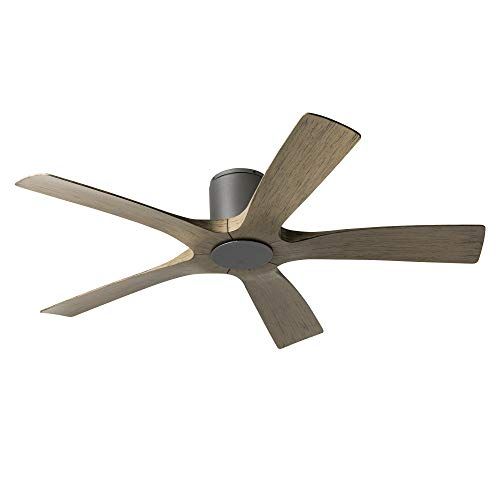  Modern Forms Aviator Indoor and Outdoor 5-Blade Smart Flush Mount Ceiling Fan 54in Graphite Weathered Gray with Remote Control (Light Kit Sold Separately)