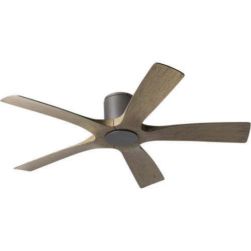  Modern Forms Aviator Indoor and Outdoor 5-Blade Smart Flush Mount Ceiling Fan 54in Graphite Weathered Gray with Remote Control (Light Kit Sold Separately)