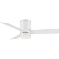 Modern Forms Axis Indoor and Outdoor 3-Blade Smart Flush Mount Ceiling Fan 44in Matte White with 3000K LED Light Kit and Remote Control