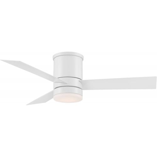  Modern Forms Axis Indoor and Outdoor 3-Blade Smart Flush Mount Ceiling Fan 44in Matte White with 3000K LED Light Kit and Remote Control