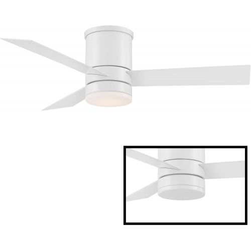  Modern Forms Axis Indoor and Outdoor 3-Blade Smart Flush Mount Ceiling Fan 44in Matte White with 3000K LED Light Kit and Remote Control