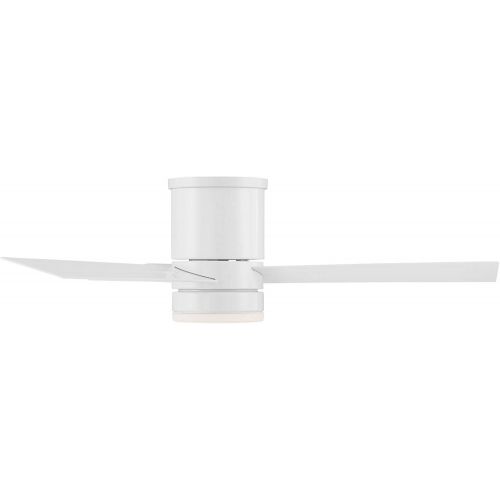  Modern Forms Axis Indoor and Outdoor 3-Blade Smart Flush Mount Ceiling Fan 44in Matte White with 3000K LED Light Kit and Remote Control