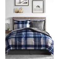 Modern Living Gray & Blue Plaid Stripes Reversible Boys Teen Full Comforter Set (8 Piece Bed in A Bag) + Homemade Wax Melts.