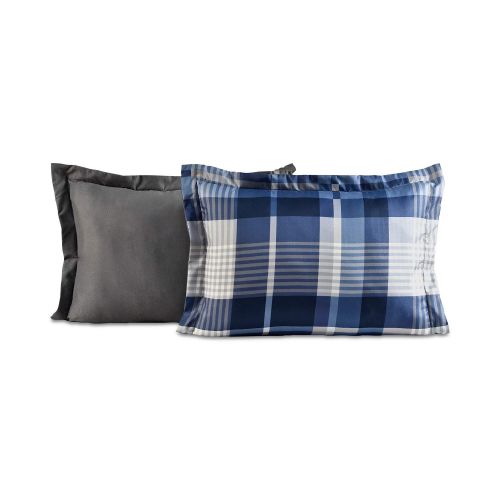  Modern Living Gray & Blue Plaid Stripes Reversible Boys Teen Full Comforter Set (8 Piece Bed in A Bag) + Homemade Wax Melts.