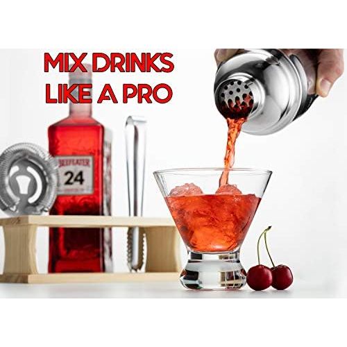  [아마존베스트]Modern Mixology Mixology Bartender Kit with Stand | Bar Set Cocktail Shaker Set for Drink Mixing - Bar Tools: Martini Shaker, Jigger, Strainer, Bar Mixer Spoon, Tongs, Bottle Opener | Best Bartend