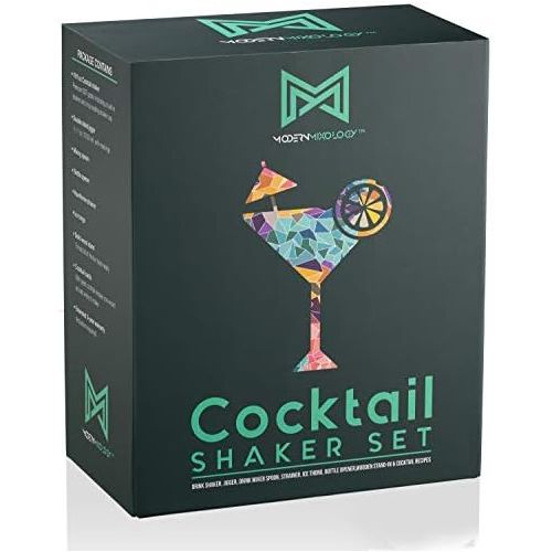  [아마존베스트]Modern Mixology Mixology Bartender Kit with Stand | Bar Set Cocktail Shaker Set for Drink Mixing - Bar Tools: Martini Shaker, Jigger, Strainer, Bar Mixer Spoon, Tongs, Opener | Best Bartender Kit