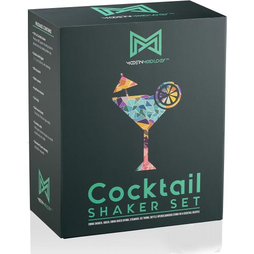  [아마존베스트]Modern Mixology Mixology Bartender Kit with Stand | Bar Set Cocktail Shaker Set for Drink Mixing - Bar Tools: Martini Shaker, Jigger, Strainer, Bar Mixer Spoon, Tongs, Opener | Best Bartender Kit